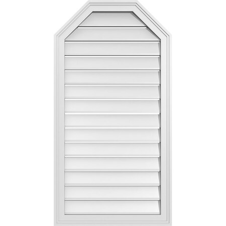 Ekena Millwork Octagonal Top Surface Mount PVC Gable Vent w/ 2"W x 1-1/2"P Brickmould Frame, 22"W x 42"H GVPOT22X4202SF
